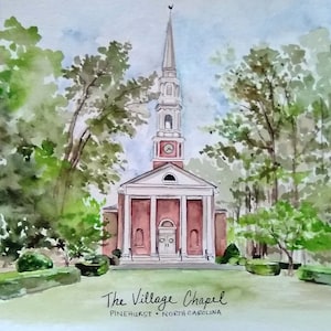 Custom watercolor venue portrait, Original watercolor painting from your photo, Painting of wedding venue, Wedding reception painting