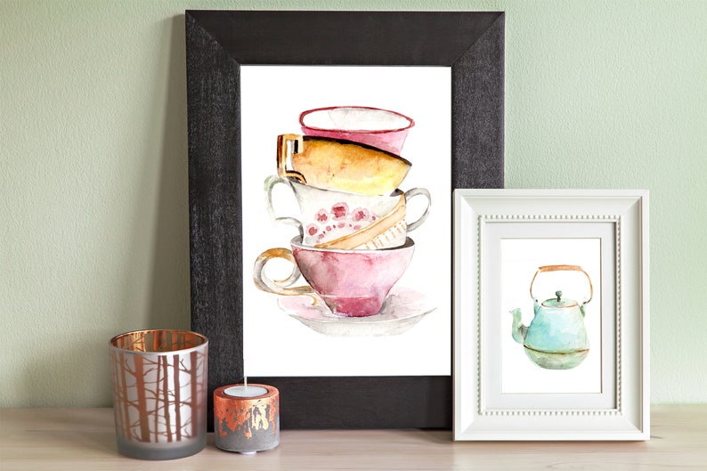 Tea watercolor print Watercolor print Tea lover print Tea image 1