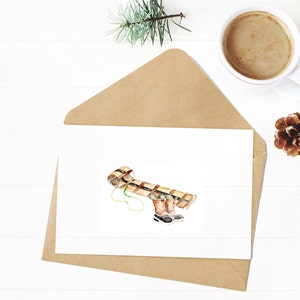 Winter Sled Notecards, Sled Toboggan Notecard, Sled Watercolor, Warm Winter Greeting Card Set, Set of 5, 10 or 20