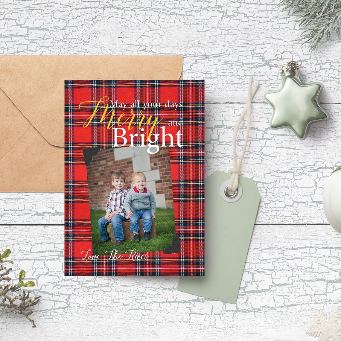 Plaid Tartan Christmas Card Family Christmas Photo Card Red Etsy.de