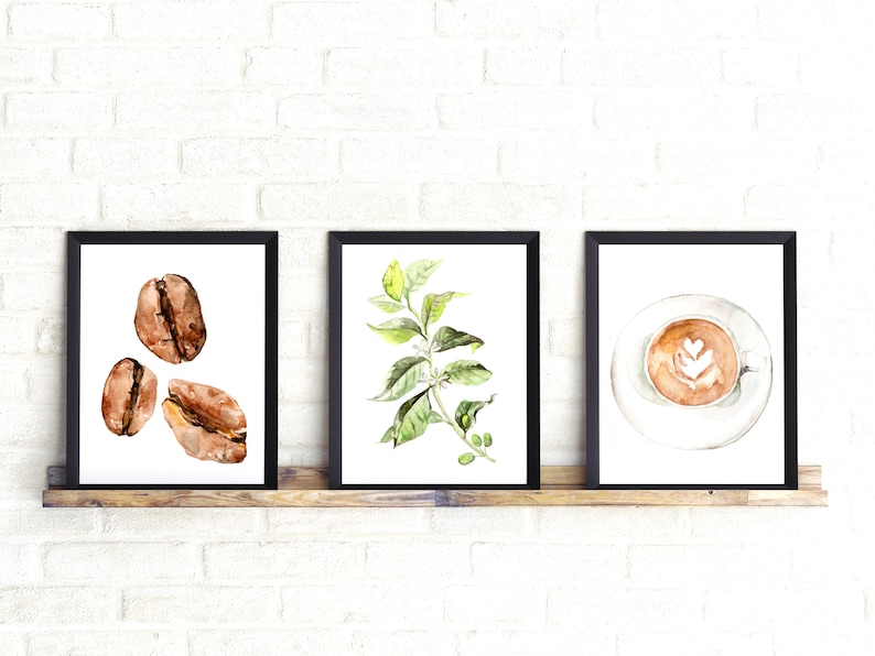 Coffee art prints Coffee Poster Watercolor Coffee Coffee image 0