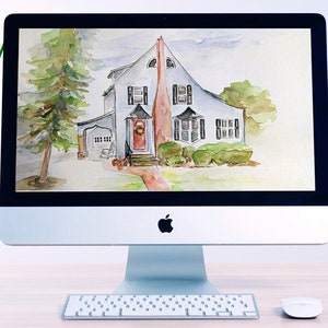 Home Painting Digital File, House Painting Digital File, Watercolor House/Home Painting Portrait File, Illustration of House, Closing Gift
