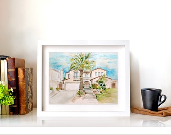 House sketch, 8 x 10 House painting from photo, Custom house painting, Original watercolor painting from your photo, Painted house sketch