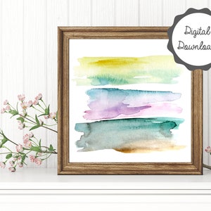 Modern abstract square landscape, Modern digital download art, Printable square art, Abstract lake or ocean, Beach printable