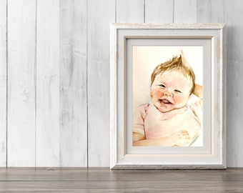Custom watercolor child portrait
