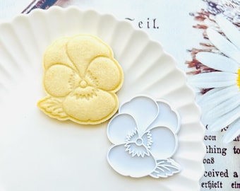 Pansy Viola Flower Cookie Cutter and Stamp Set | Flower Cookie Cutter | Pansy Viola Flower Fondant Molds | 3D Printed