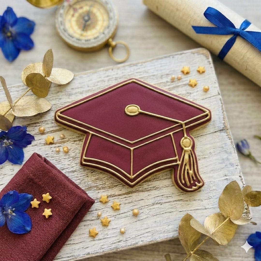 Graduation Academic Cap Cookie Cutter & Stamp Set | Fondant Molds | 3D ...
