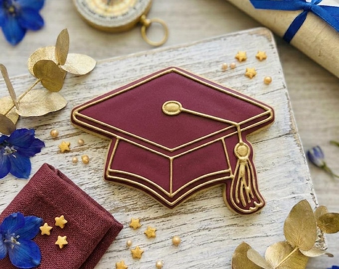 Graduation Academic Cap Cookie Cutter & Stamp Set | Fondant Molds | 3D ...