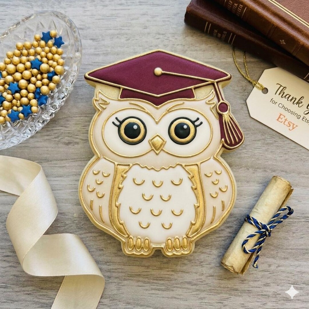 Graduation Owl Cookie Cutter & Stamp Set | Fondant Molds | 3D Printed ...