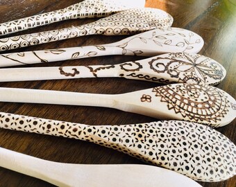 Woodburned Serving Spoons