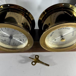 Seth Thomas Corsair E537-006 Brass Clock and Barometer