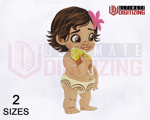 Beautiful princess baby moana embroidery design 4x4 hoop  etsy