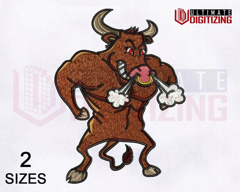 Angry Bull Machine Embroidery Design 4x4 Hoop 6x6 Hoop Etsy