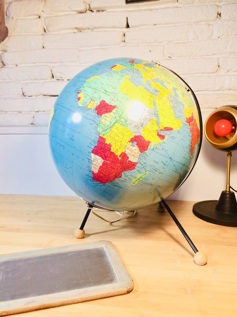 Old Globe Glass World Map Tarid Map 1959 World Tripod Etsy Hong Kong