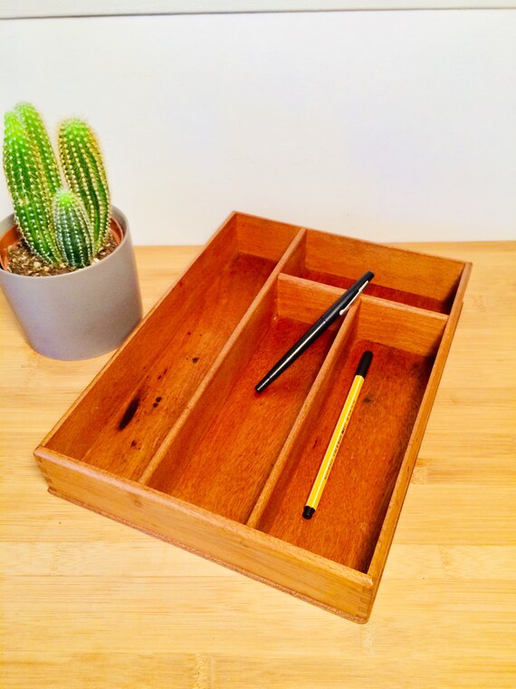 Vintage Wood Utensil Holder Wooden Cutlery Tray Wood Cutlery Etsy
