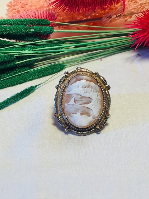 Old French landscape Cameo - Silver pendant cameo