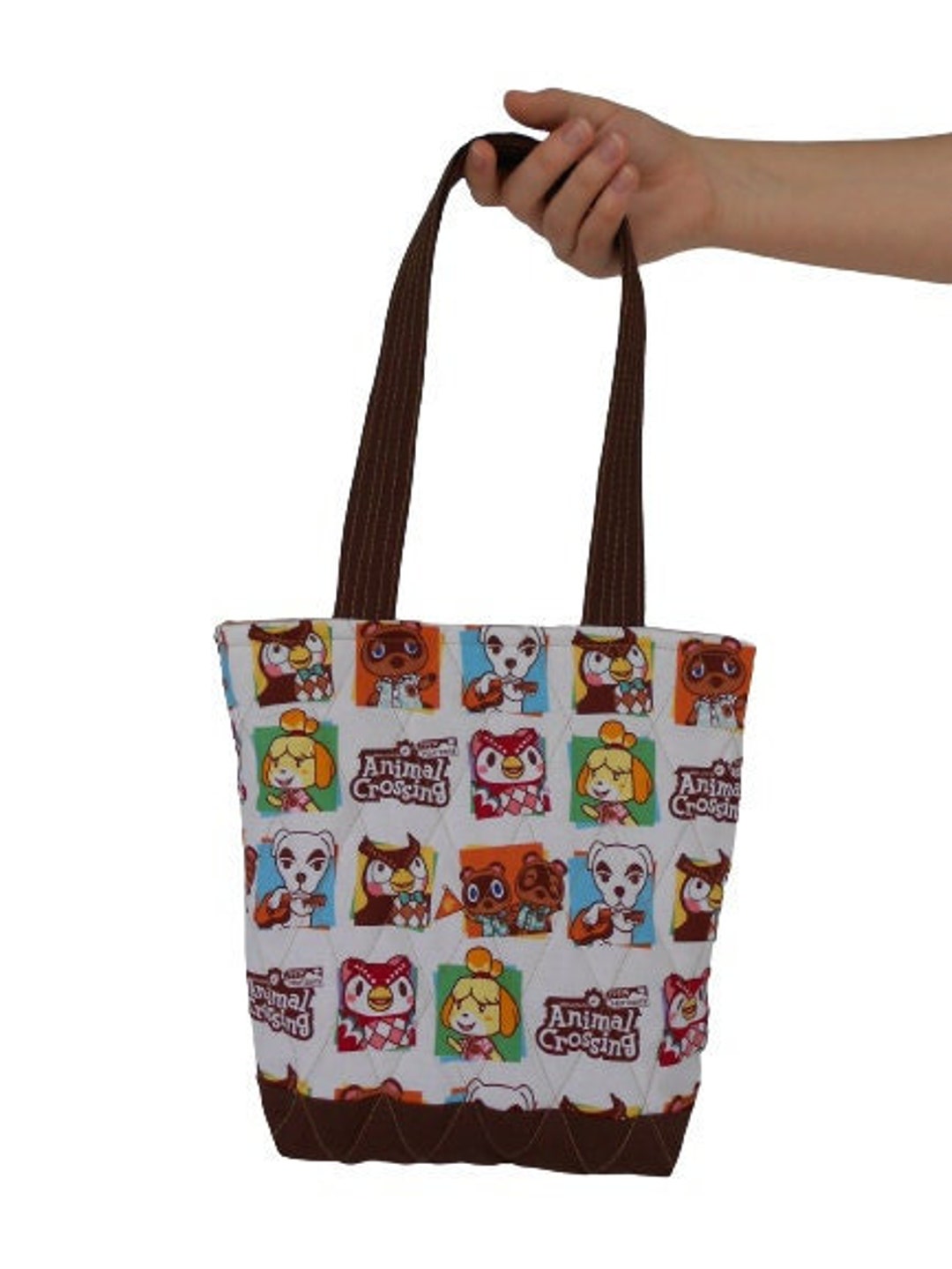 Handmade Quilted Bag Animal Crossing Print Available in 2 Sizes Tote Purse Handbag 100 Cotton