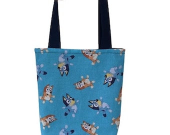 Handmade Bluey Print Tote Bag – Cotton Lined Treat Bag