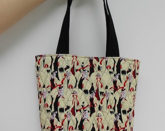 Handmade Quilted Cruella Tote Bag – Disney Villain Print