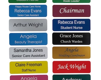 Personalised name badges with Plastic safety Pin or Magnetic fixing , Rectangle Engraved Acrylic name tags,