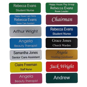 Personalised Name Badge , Rectangle 75mm x 25mm with Pin or Magnet Fitting