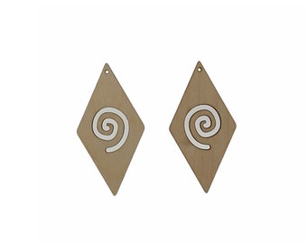 Spiral Diamond 5 pairs unfinished wooden earring blanks / quality wood pendant earring blanks / ready for painting  / Design 003