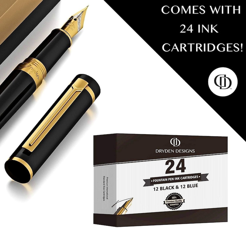 24 per box Dryden Fountain Pen Ink Cartridges Assorted Colors