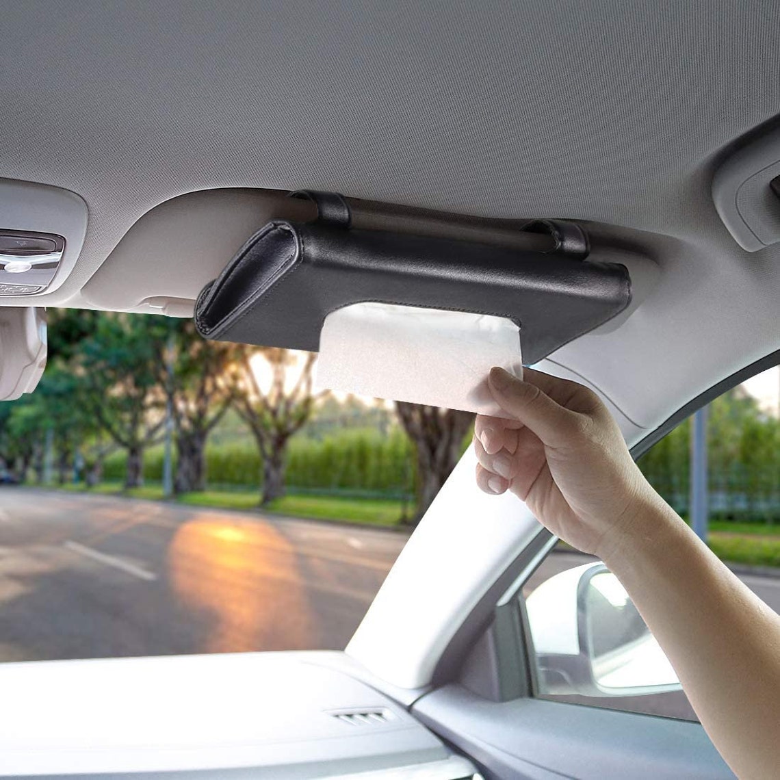 Car Tissue Holder Hanging Paper Towel Clip PU Leather Etsy