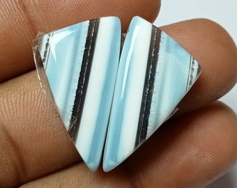 Opale bleue 100% Naturelle Paire Pierre précieuse opale bleue cabochon lisse Fabrication de bijoux de créateur Fabrication 17 Cts