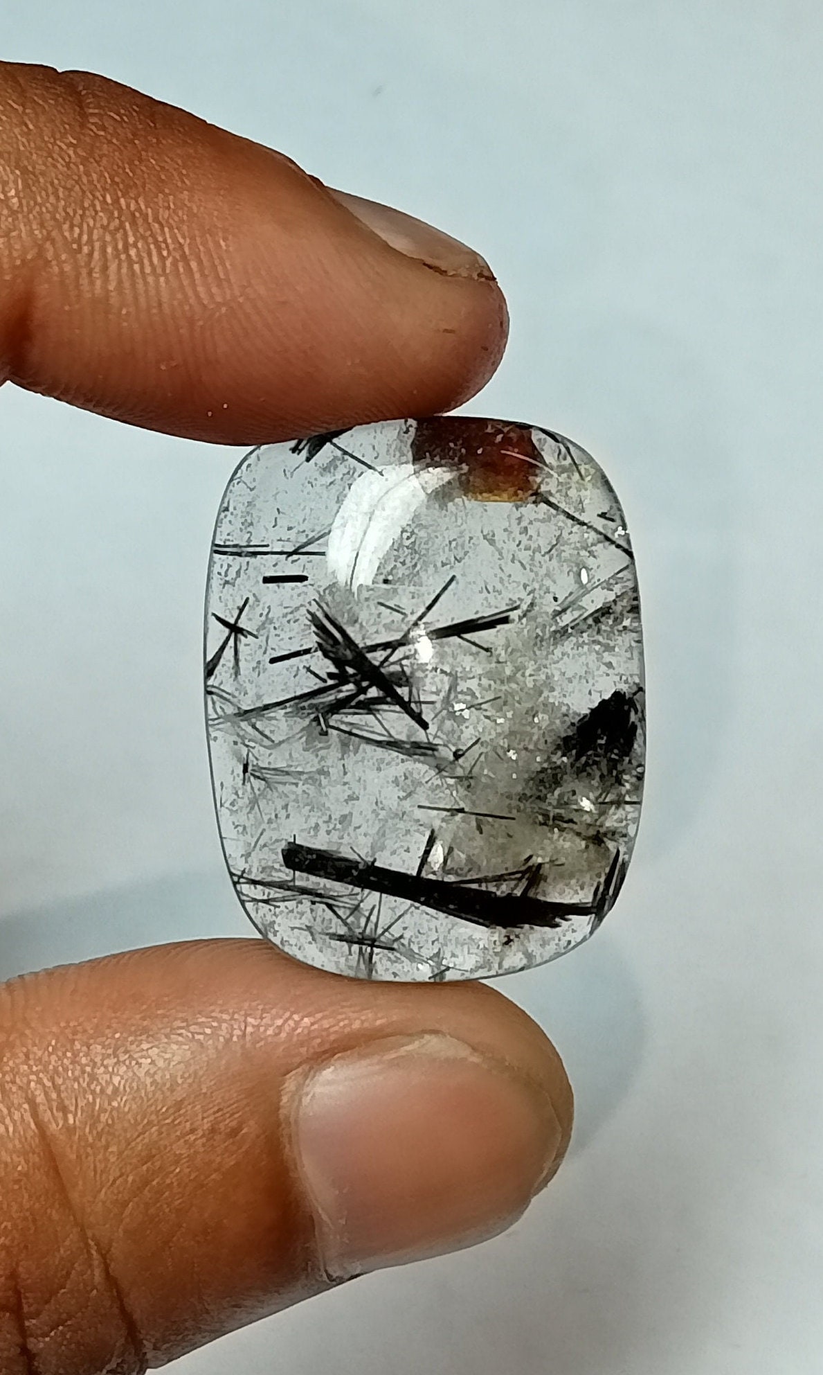 Clear gemstone with black lines sale