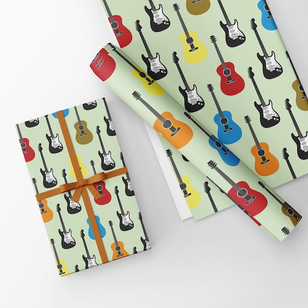 Unique High Quality Multi Colour Guitar Gift Wrapping Paper-Two sizes now available - GP-112
