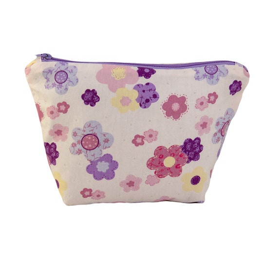 Unique Handmade Multi Floral Cotton Cosmetic Bag