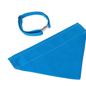 Dog Set, Bandana & Adjustable Matching Collar-Slip over the collar Dog Bandana-Dog Set Blue-Medium-BDN78