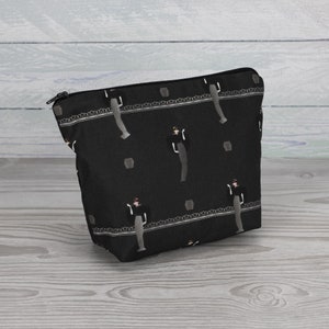 Unique Handmade Art Deco Female Design Cosmetic Bag Black/Grey-Limited Edition. UCB132