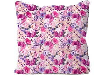 Handmade Pink Floral design cushion cover or cushion & cover. Size 40 x 40cm (16″ x 16″) CUS128