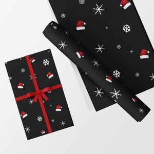 Christmas Gift Wrap Unique High Quality Santa Hat & Snowflakes Gift Wrapping Paper-Two Sizes available - GP228