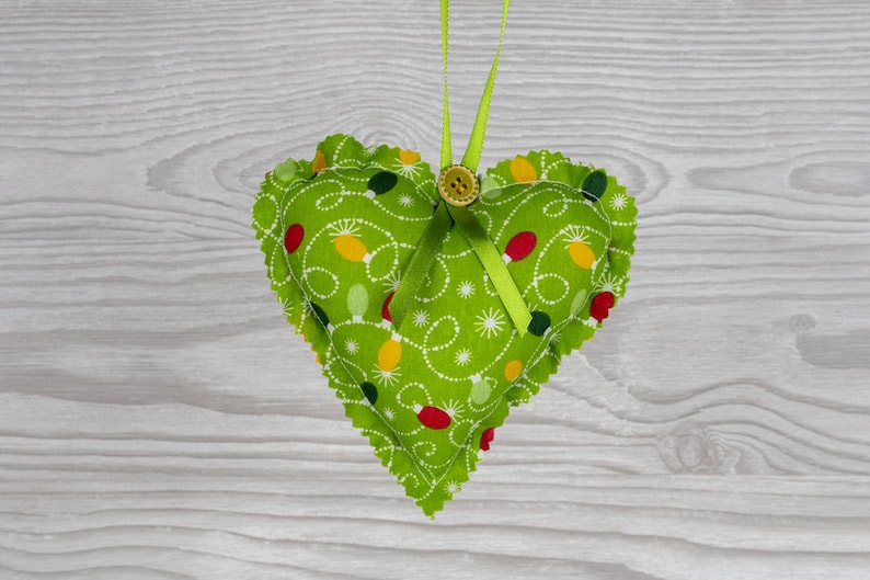 Christmas Decoration Christmas BaublesDecorations Green Multicoloured Hanging Heart-CHH24 Hanging Fabric Heart