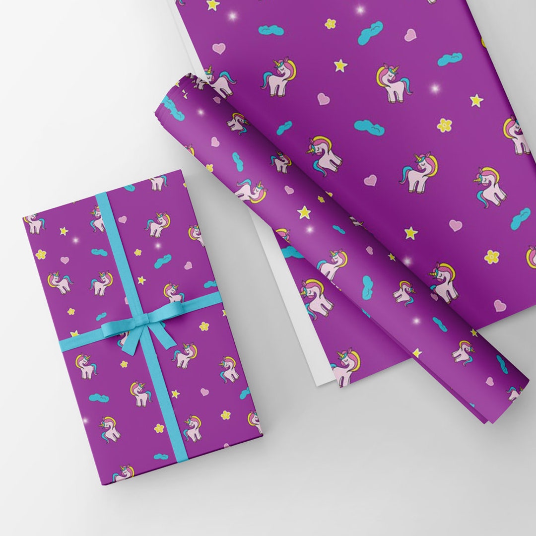Unicorn Gift Wrapping Papergift Wrap. Pink Unicorns Size A3 GP305 Etsy UK