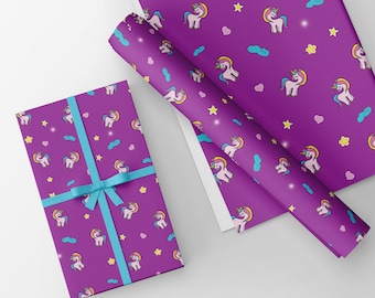 Unicorn Gift Wrapping Paper-gift wrap. Pink Unicorns Size A3 - GP305