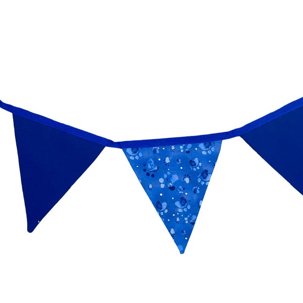 Handmade Dog Paws Blue Bunting in Blue. 9 Flags, Garland, Banner, Bedroom, Outside, Conservatory-FLBN49