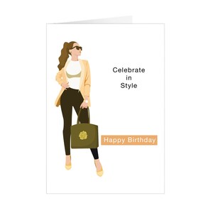 Cartão de aniversário exclusivo 'Comemore com estilo' Cartão de aniversário feminino-A6 Tamanho-HGCCR23