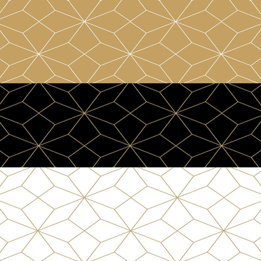 Black/Gold Metallic Foil Chevron/Dot/Geometric Wrapping Paper - 3 Roll  Pack