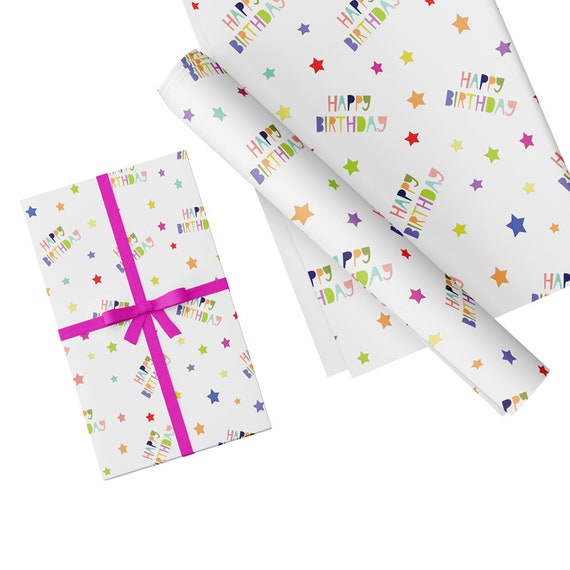 NEW VTG Image Craft Wrapping Paper 2 - 20” x 30” Sheets Birthday Gift Stars  Fun