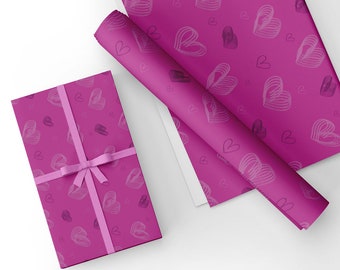 Alla hjärtans dag/alla tillfällen spiralhjärta presentpapper - (rosa) unik hög kvalitet storlek A3 - GP-257