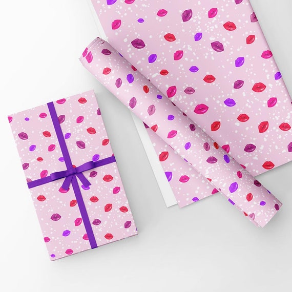 Gift Wrap Pink/purple Lip Design. Large Gift Wrapping Paper Matching Gift  Tag. Quality Gift Wrap. STANDARD SIZE 50cmx70cm-lg18 