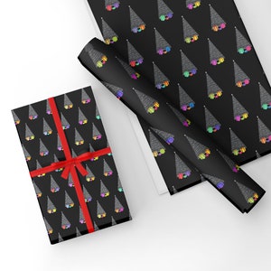 Carta da regalo natalizia, regali unici di alta qualità colorati e carta da regalo per alberi di Natale - Due misure + etichetta abbinata se necessario - GP229