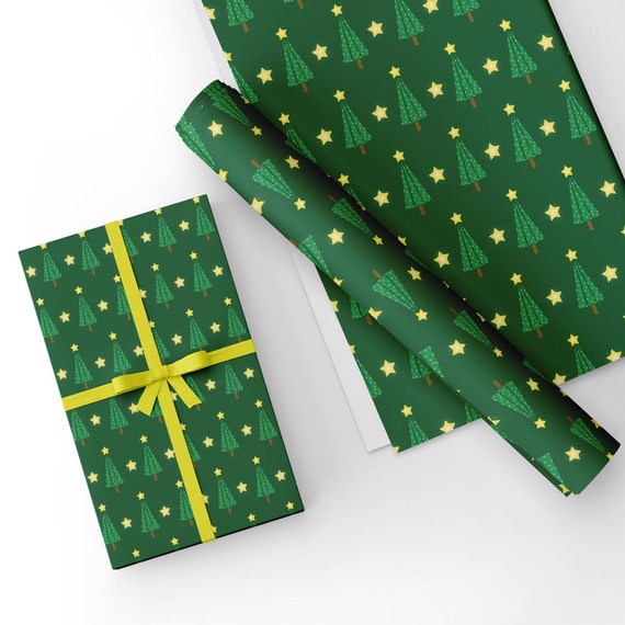 Christmas Gift Wrap. Large Gift Wrapping Paper in Green Matching Gift Tag.  Quality Gift Wrap. STANDARD SIZE 50cm X 70cm-lg14 