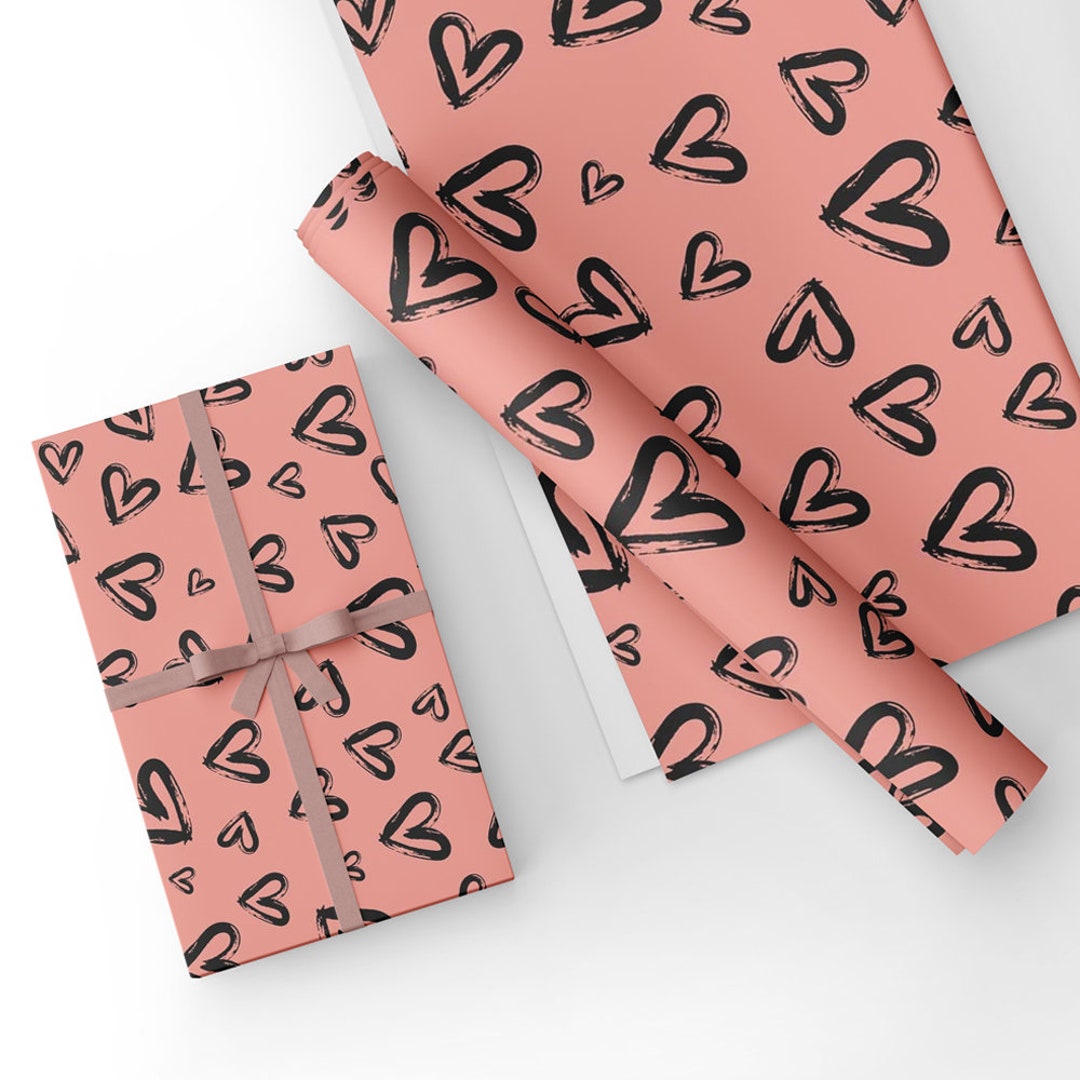 Valentine Hearts Printable Gift Wrapping Paper or Book Cover 