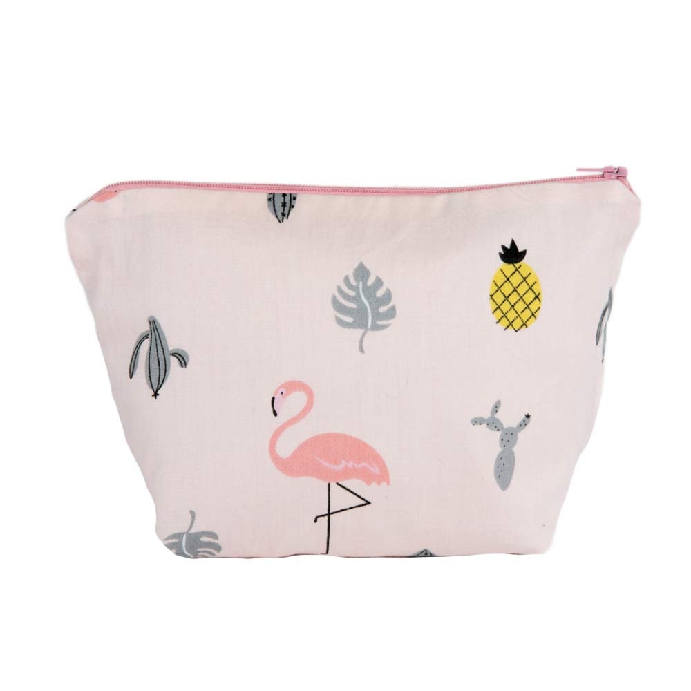 Unique Handmade Flamingo Design Cosmetic Bag. Cotton Material