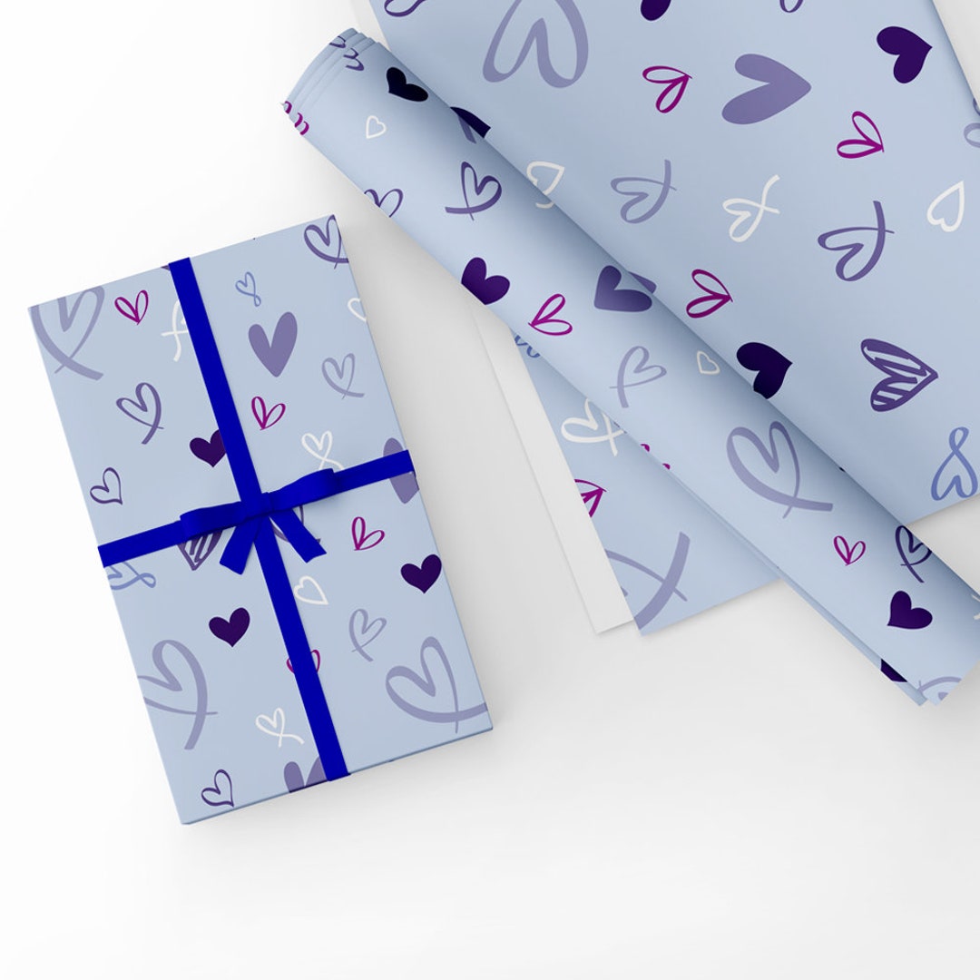 Pretty Hearts Love Gift Wrap | Present Paper, 1/2 Ream 417 ft x 30 in